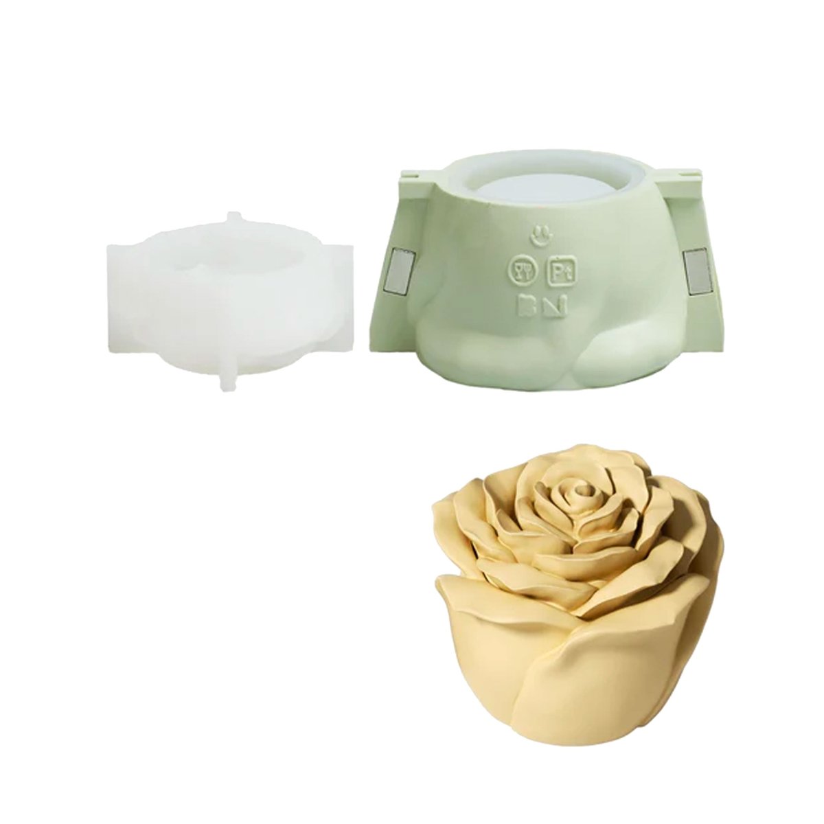 7oz Eternal Rose Bloom Candle Jar & Candle Refill Silicone MoldCandle Jar MoldSH1238-1-2