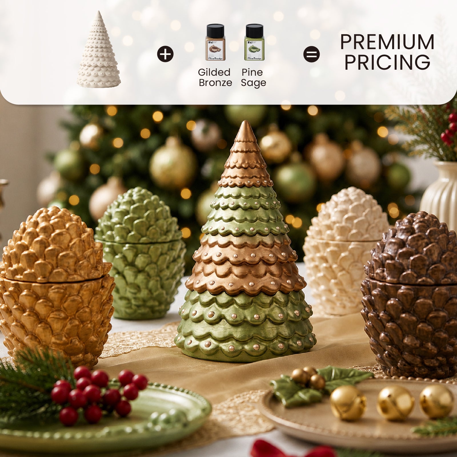 Glitter Colorable Acrylic Gloss Sealer Varnish With Mica Powder Kit-4 Of Christmas Forest Colors_ST93
