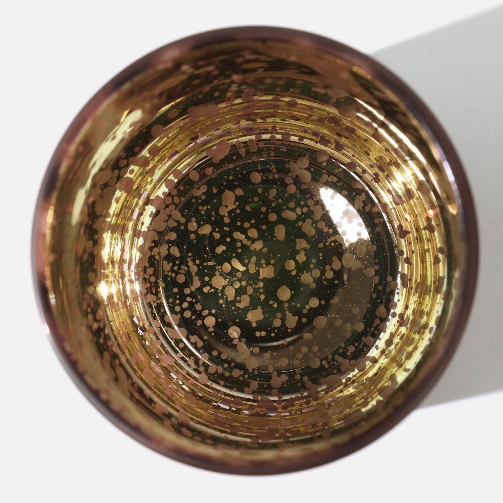 Top-down Shot of Speckled Metallic Gold Inner Base of Wine Red Agate Marble Swirl Design Gloss Candle Jar - Boowan Nicole