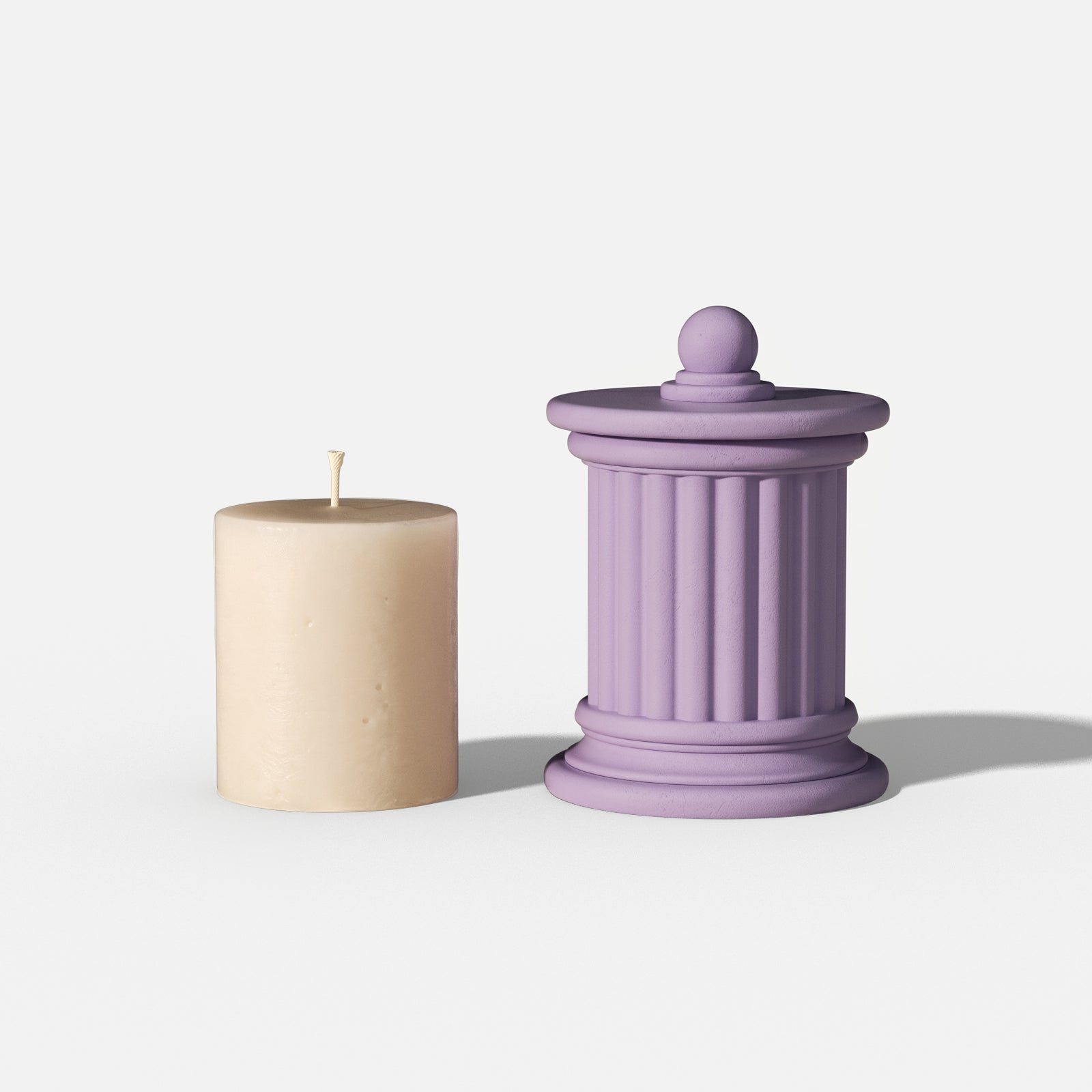 Architecture Concrete Candle Jar with Lid Silicone Mold