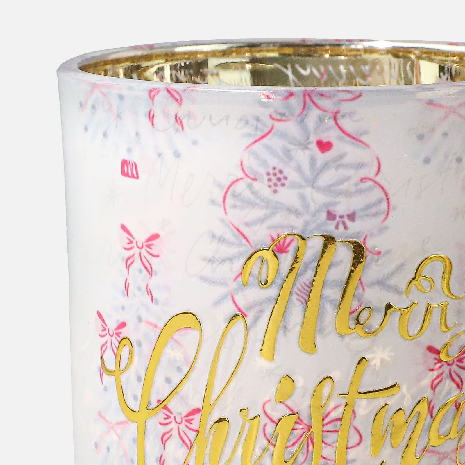 Pink Ribbon Christmas Glass Candle Jar Collection
