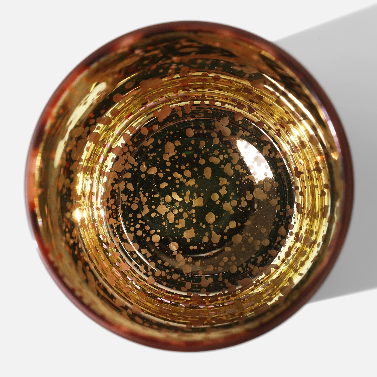 Top-down Shot of Speckled Metallic Gold Inner Base of Jungle Animal Print Gloss Candle Jar - Boowan Nicole