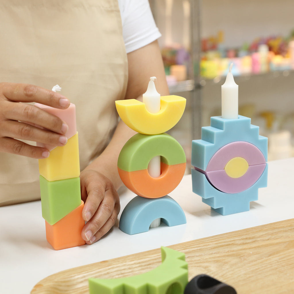 Cube shape in different shapes - Stackable Candle -Boowan Nicole