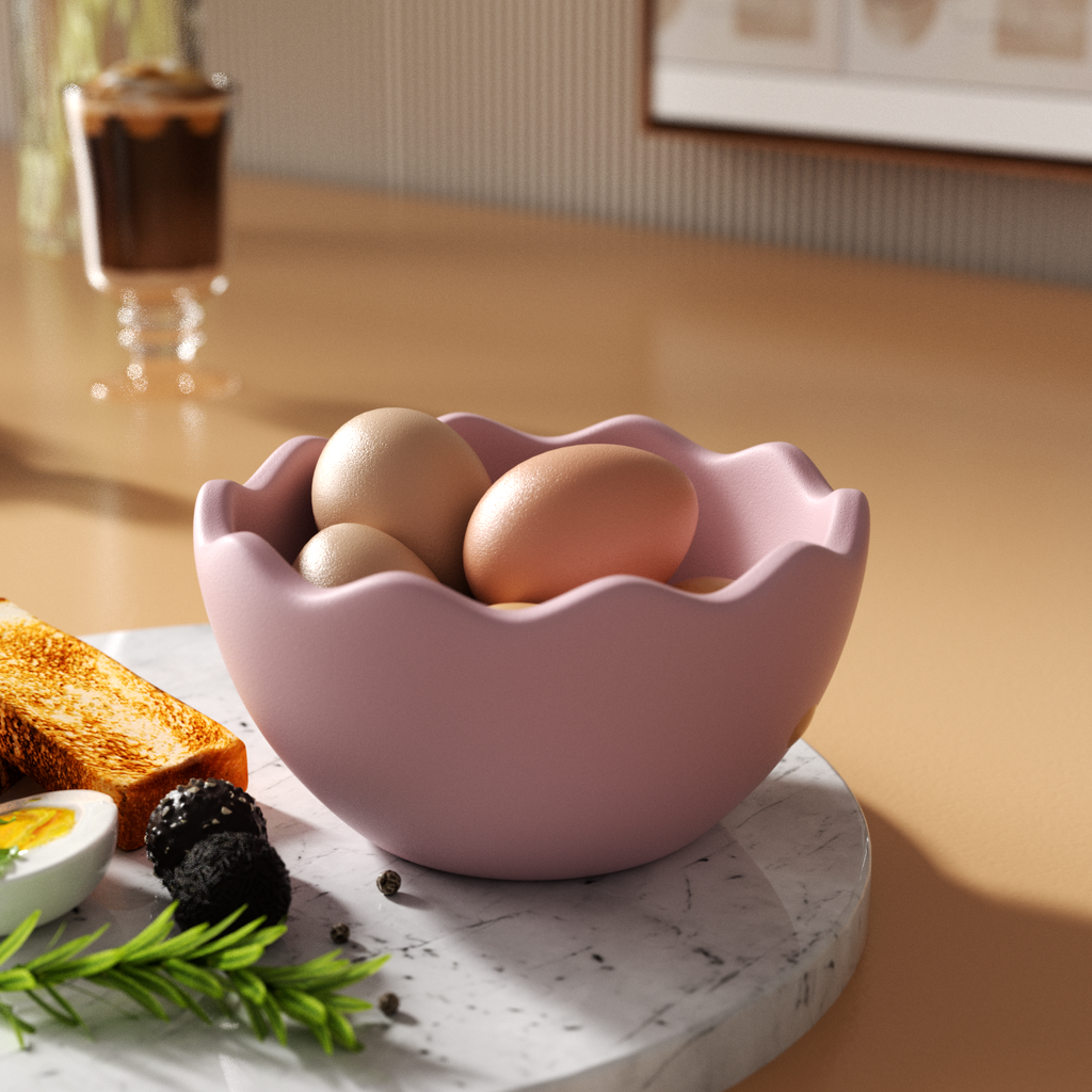 Eggs in eggshell bowl