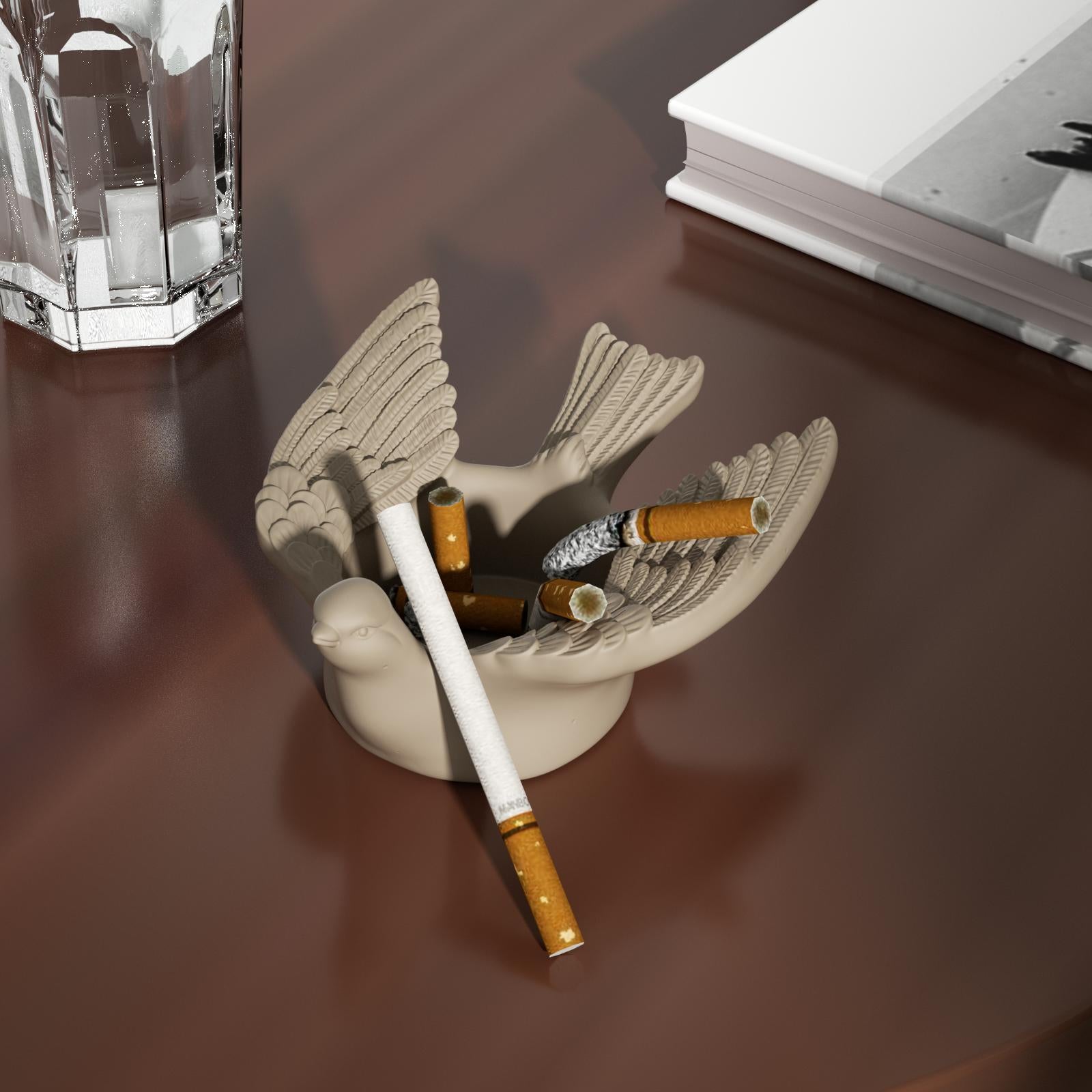 The tealight candle holder can also be used as an ashtray.