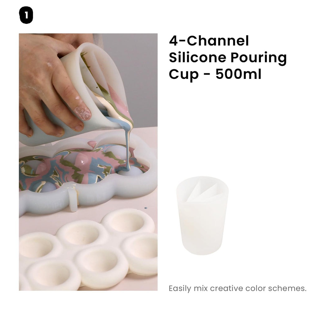 Buy 4 - Channel Silicone Pouring Cup - 500ml - Boowan Nicole