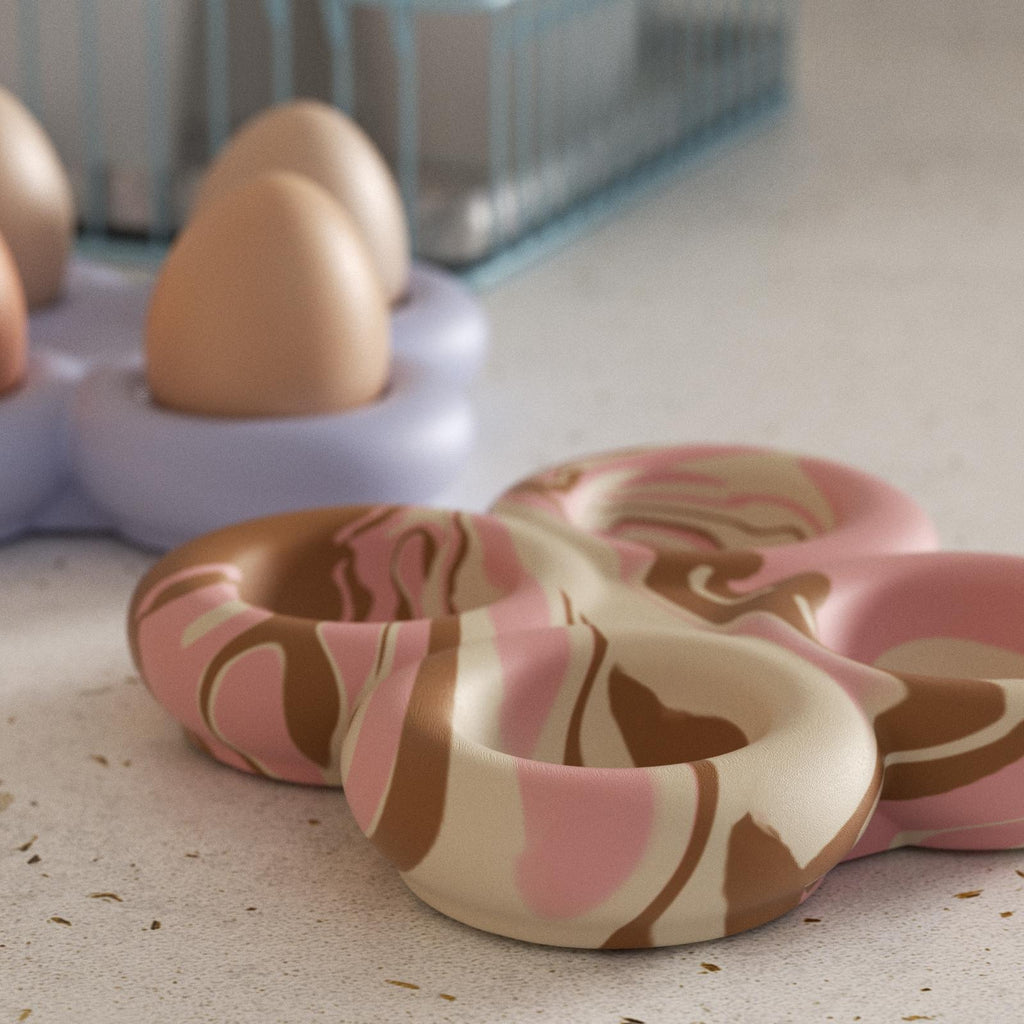 Delicately marbled round egg tray - Boowan Nicole