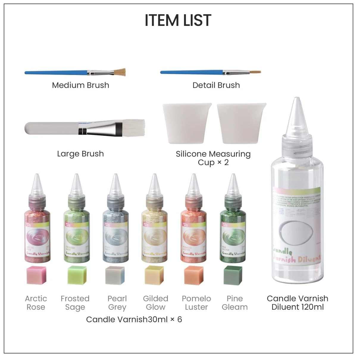 Colored Glossy Candle Varnish Set - 6 of Aura Colors