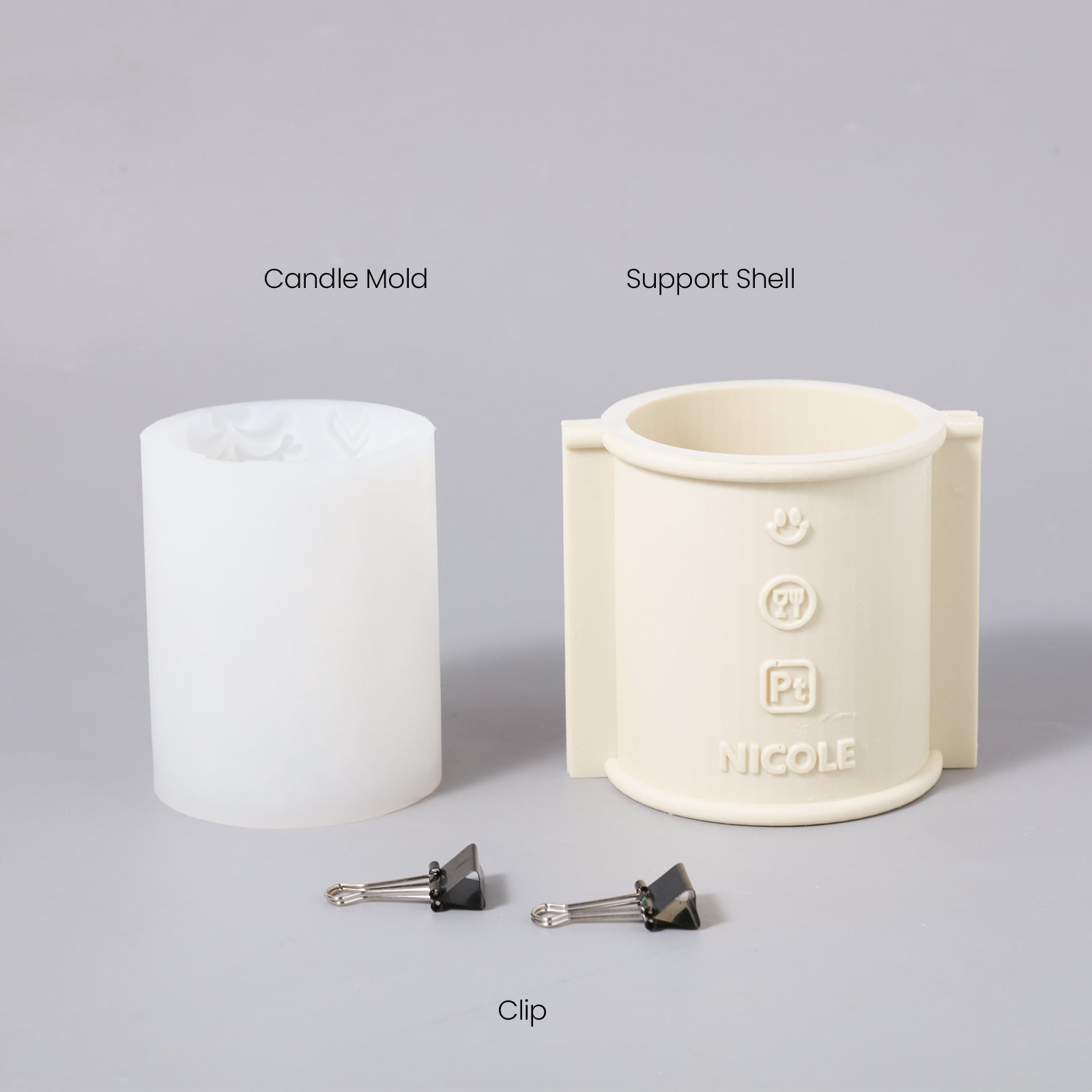  Boowannicole's silicone mold set includes clips, a plastic support shell, and the silicone mold, creating unique candles.