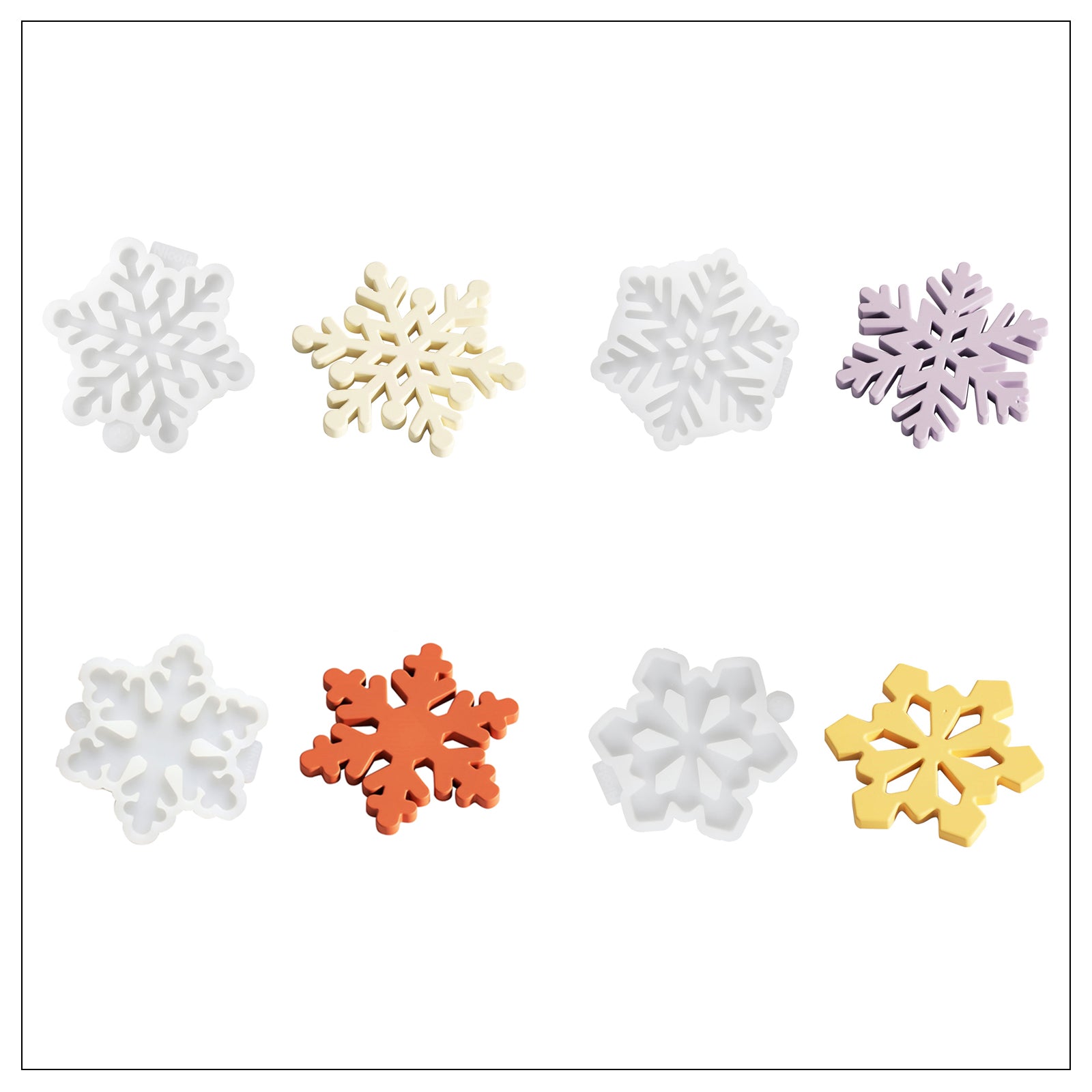 قالب سيليكون لصنع حوامل أكواب على شكل رقاقات ثلج عيد الميلاد