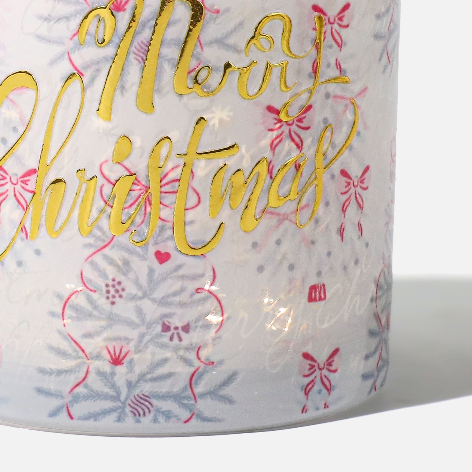 Pink Ribbon Christmas Glass Candle Jar Collection