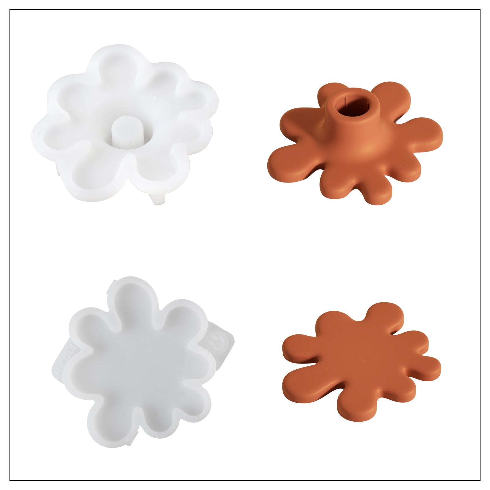 Bougeoir conique irrégulier et moule en silicone pour dessous de verre