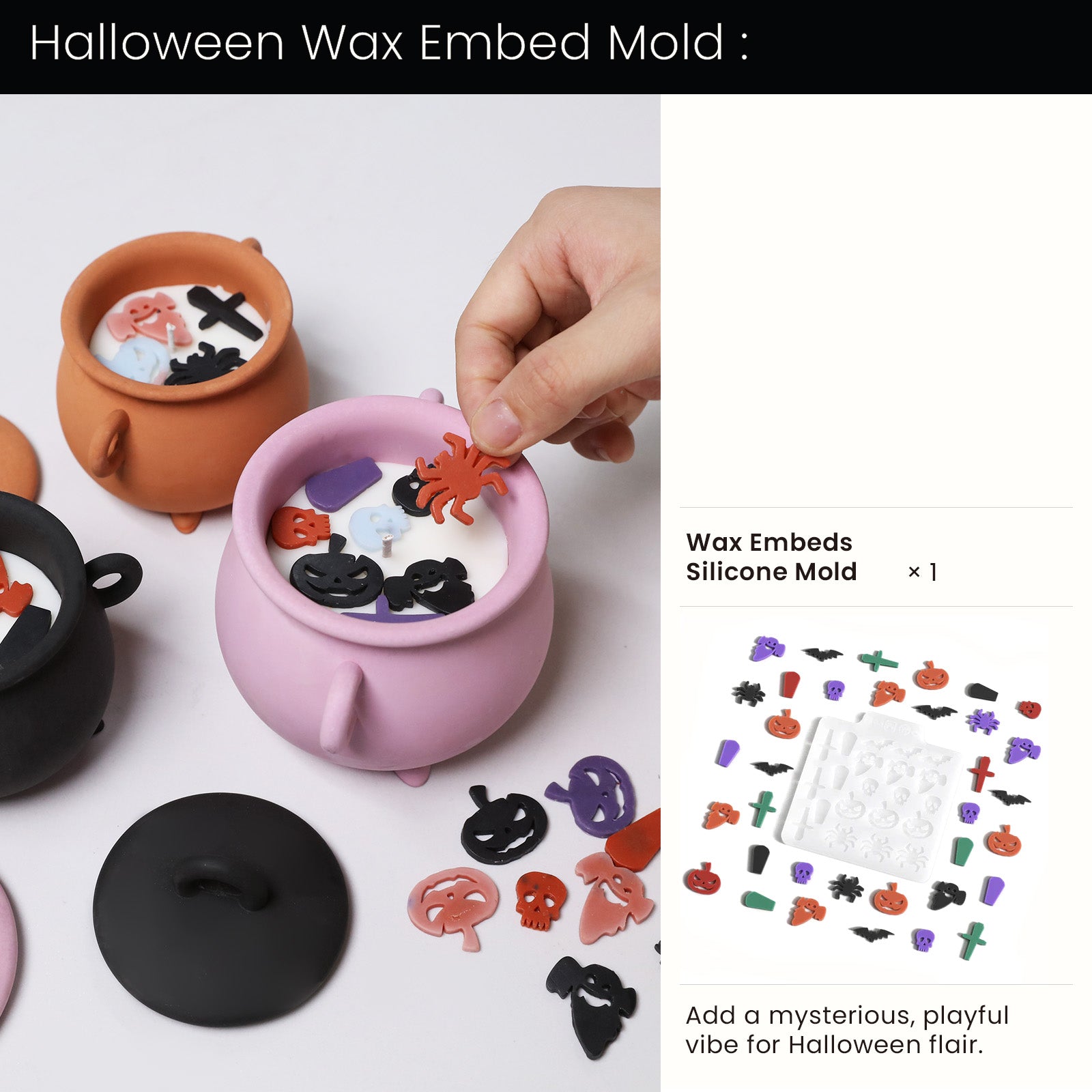 Witchling’s Cauldron Candle Jar Silicone Mold Collection