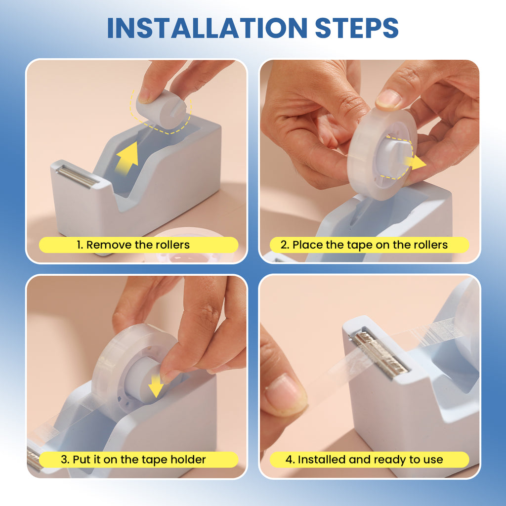 Graphical tutorial showing how to put tape into the divider.