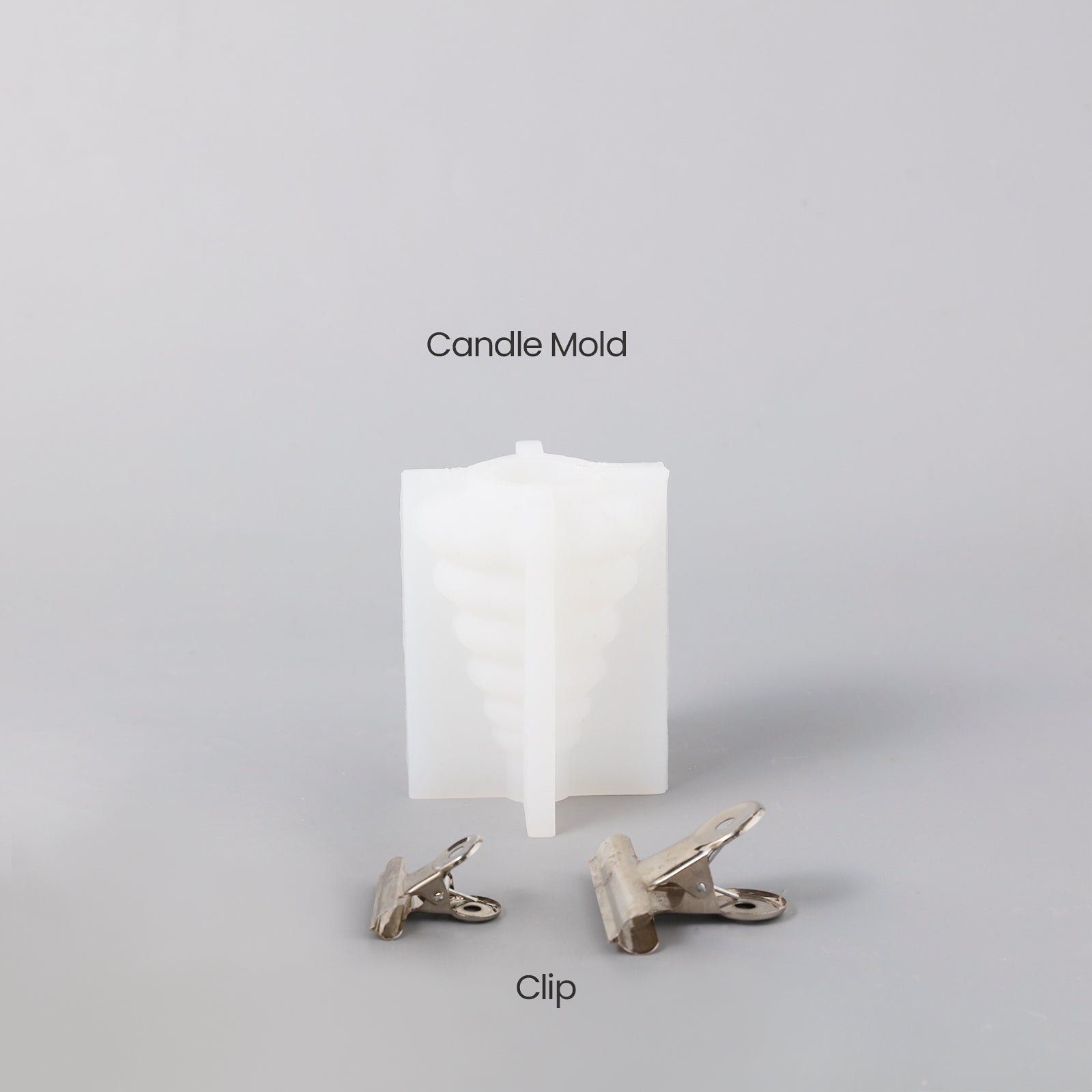 White silicone mold for making 4-inch Christmas tree candles, designed by Boowan Nicole.