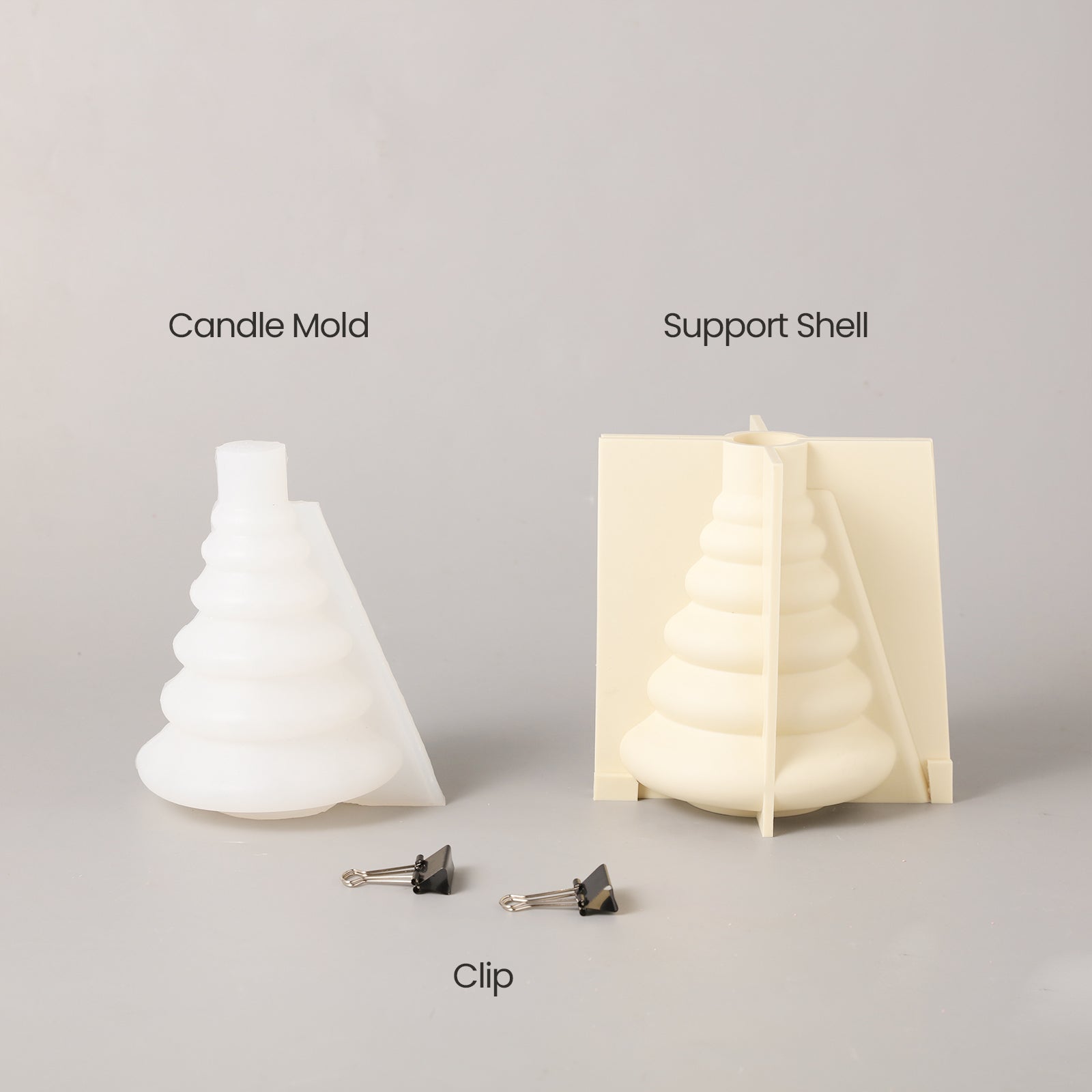 Silicone mold set for making Christmas tree candles, designed by Boowan Nicole.