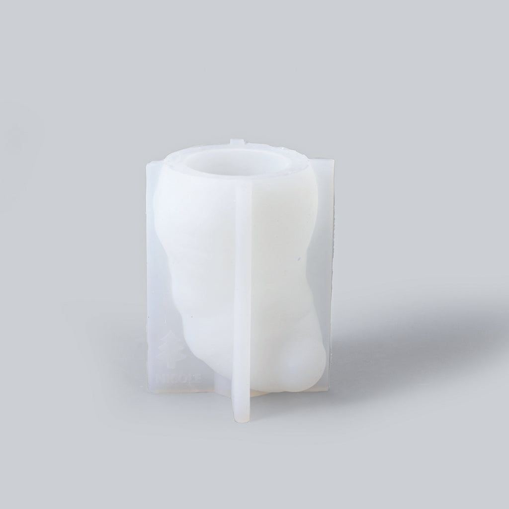 White silicone mold for making Snowy Friend Candle - Boowan Nicole