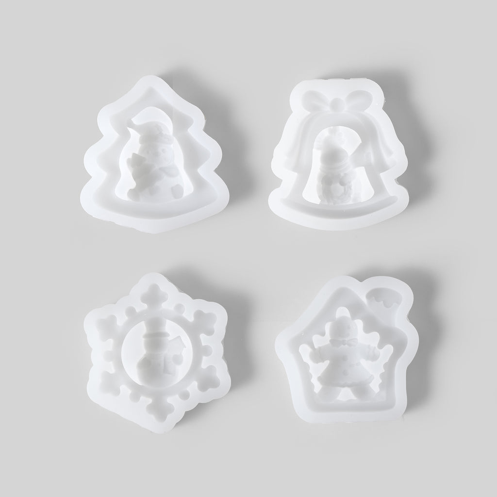 Four white silicone molds for making Christmas candle jar decorations - Boowan Nicole