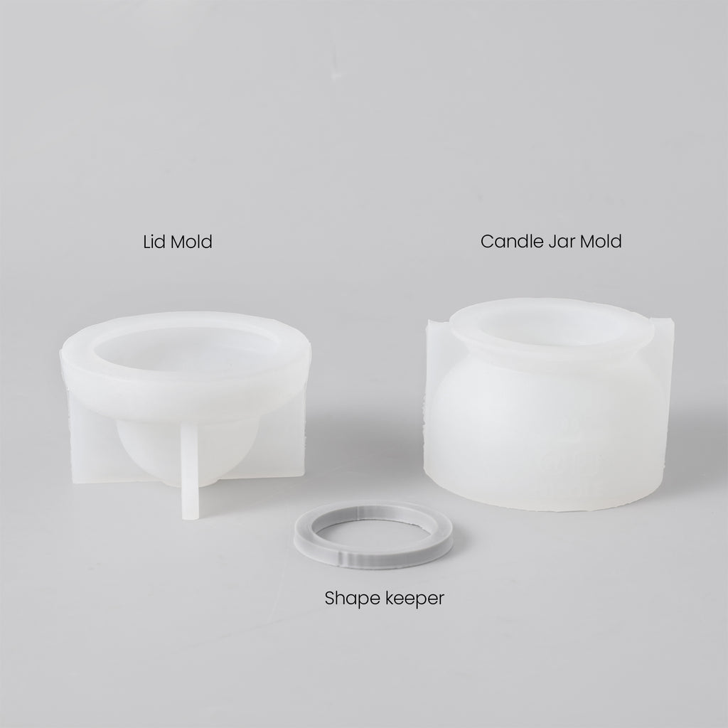 White Silicone Mold to Make Chalice Short Candle Jar with Ring Handle Lid - Boowan Nicole