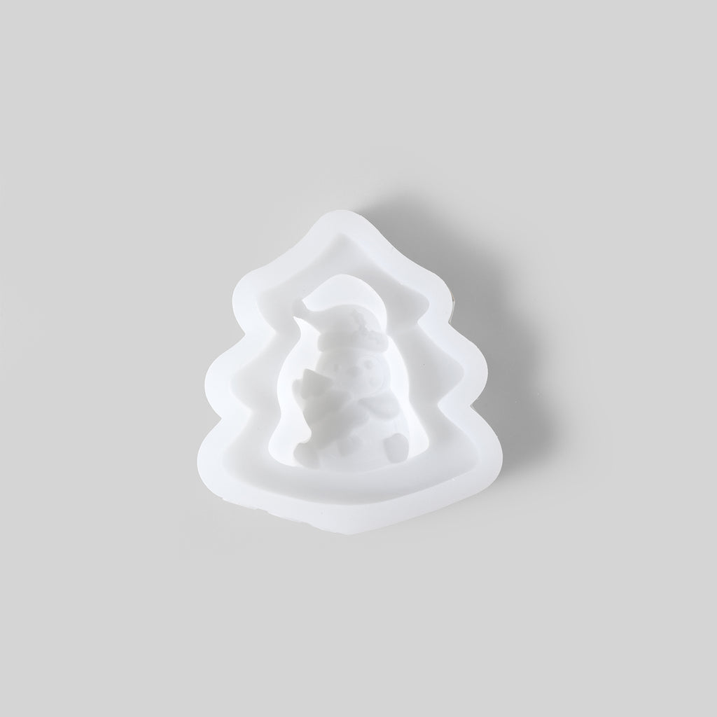 White Silicone Mold to Make Tree-Hugged Snow Friend Candle Jar Decoration - Boowan Nicole