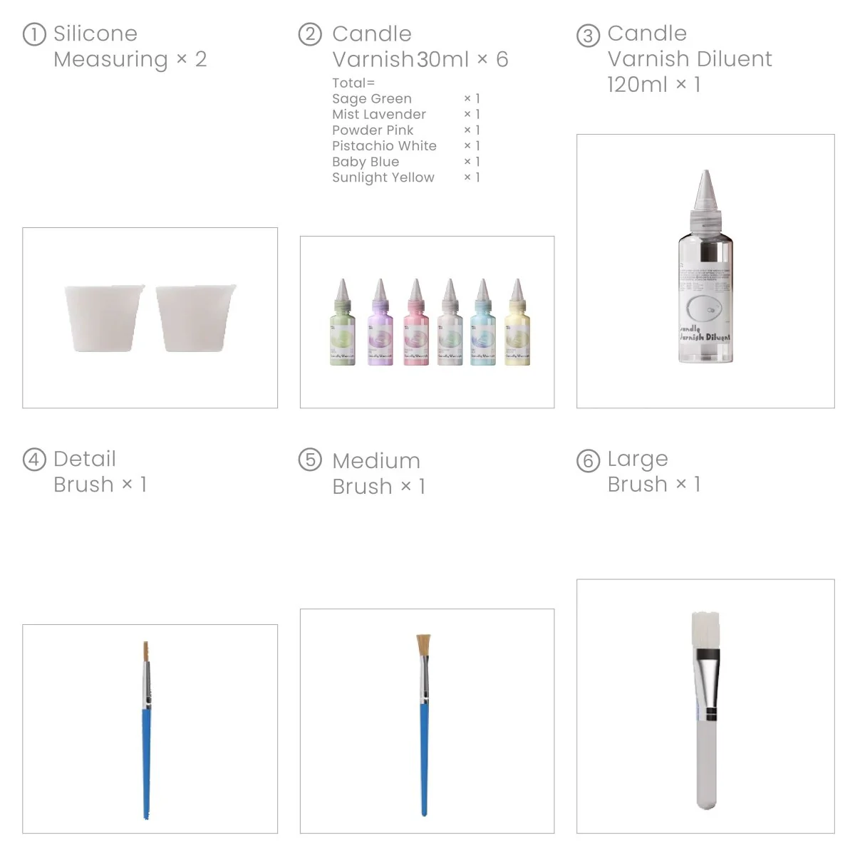 Colored Glossy Candle Varnish Set - 6 of Spring/Summer Vibe