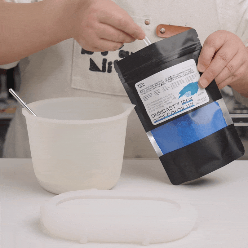 Process Display of Making Trays with Omnicast Iron Oxide Colorant - Boowan Nicole