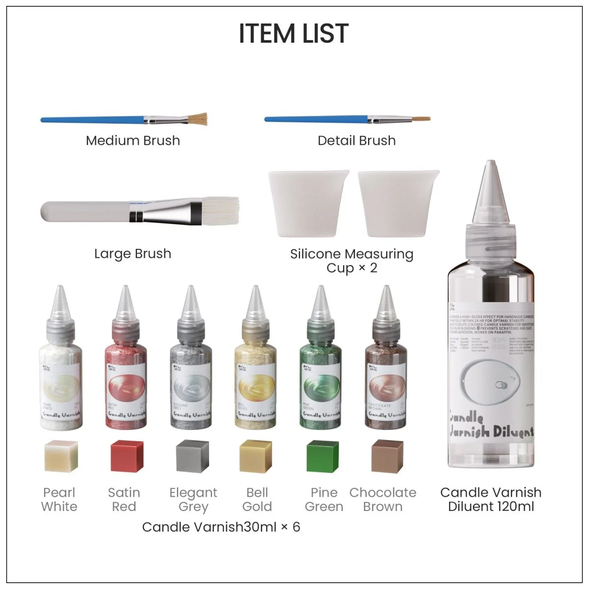 Colored Glossy Candle Varnish Set - 6 of Christmas Colors