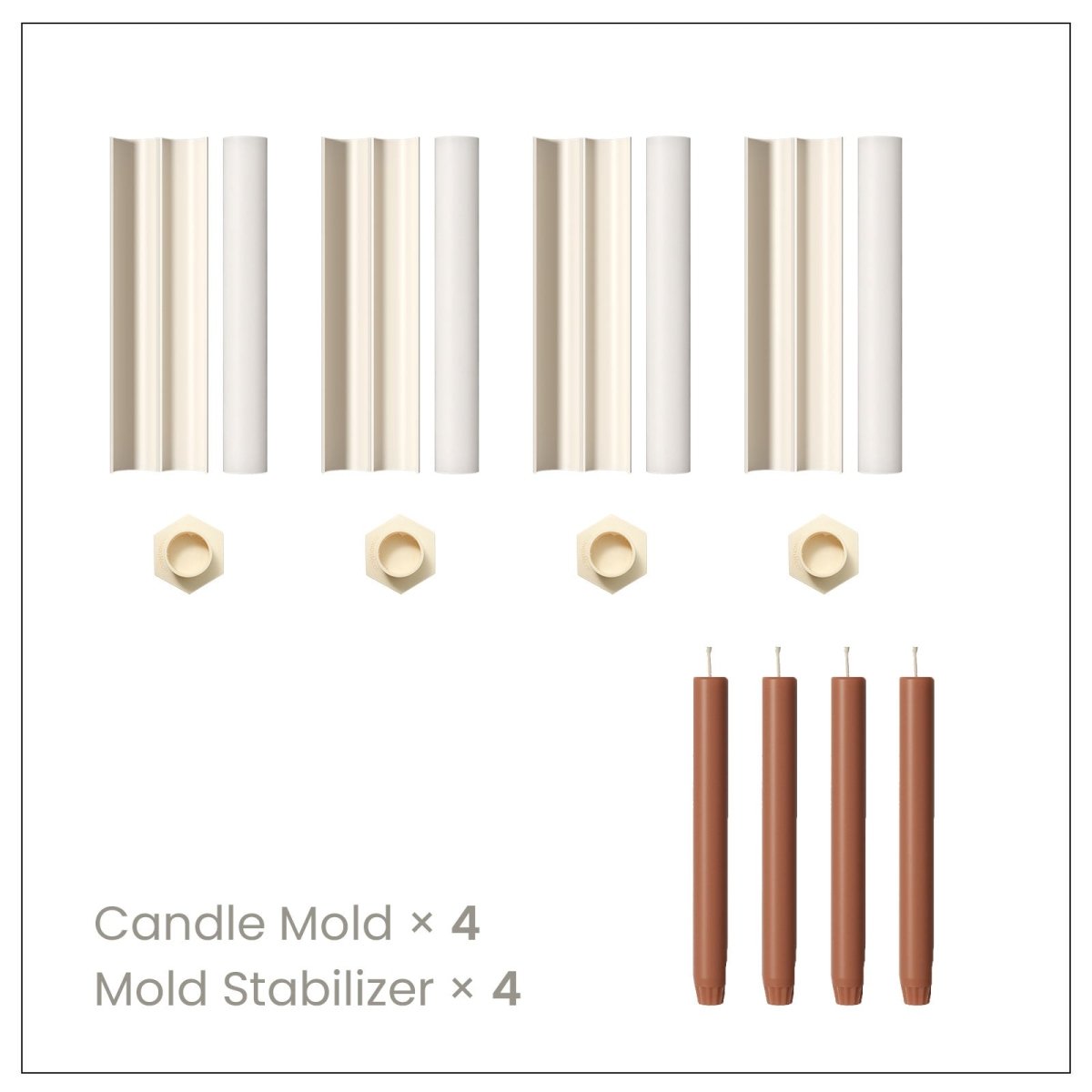 9.3" Simple Classic Taper Candle Silicone MoldTaper Candle MoldLZ0966*4+A0358*4