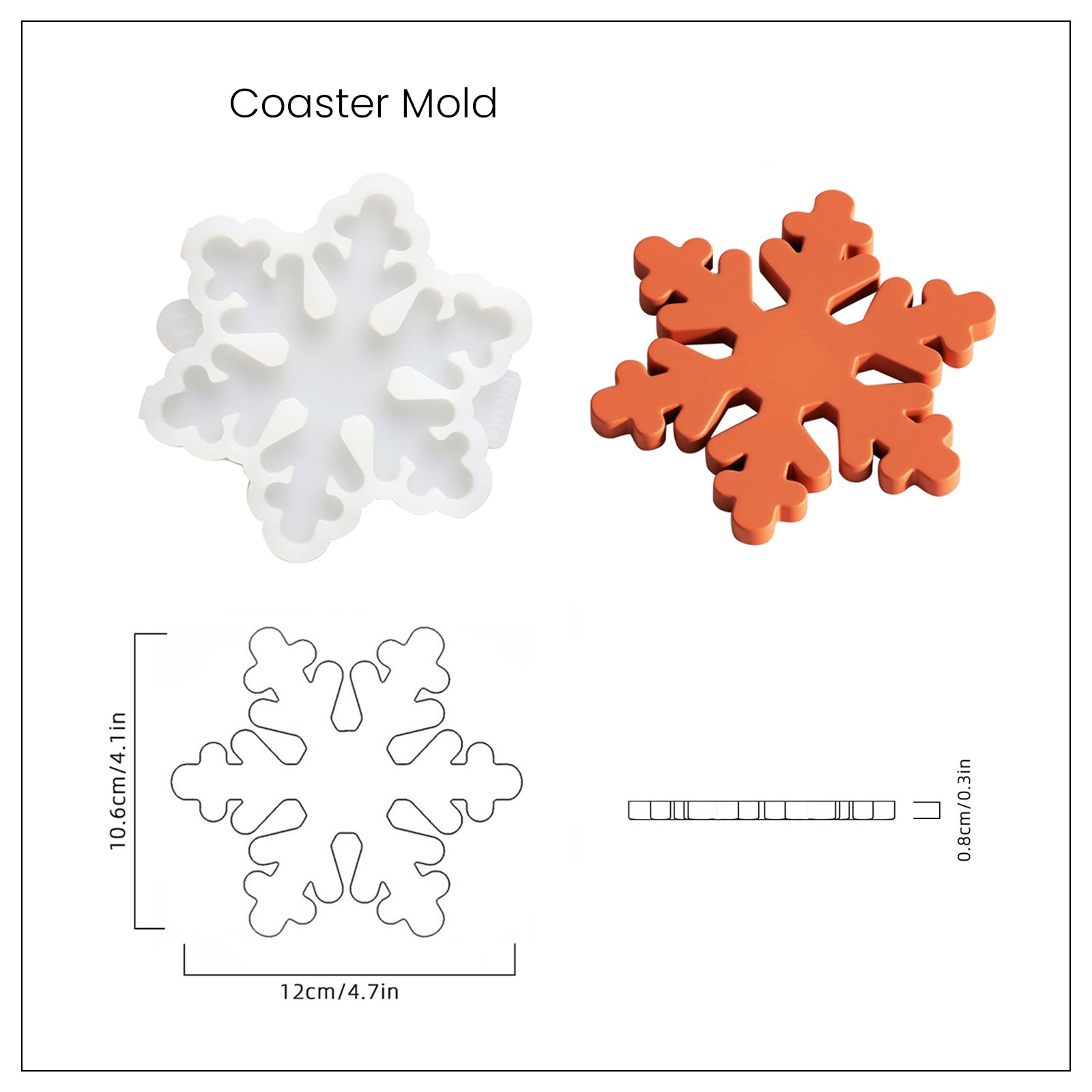 قالب سيليكون لصنع حوامل أكواب على شكل رقاقات ثلج عيد الميلاد