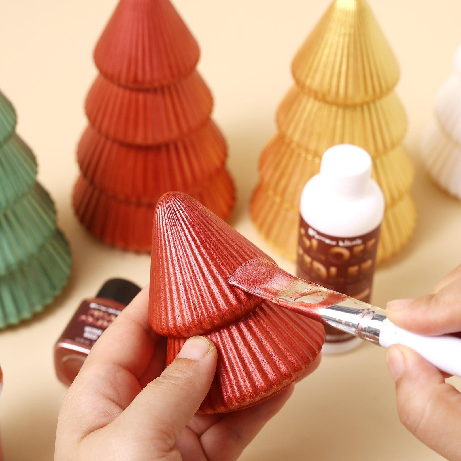 Glitter Colorable Acrylic Gloss Sealer Varnish with Mica Powder Kit - 4 of Christmas Colors