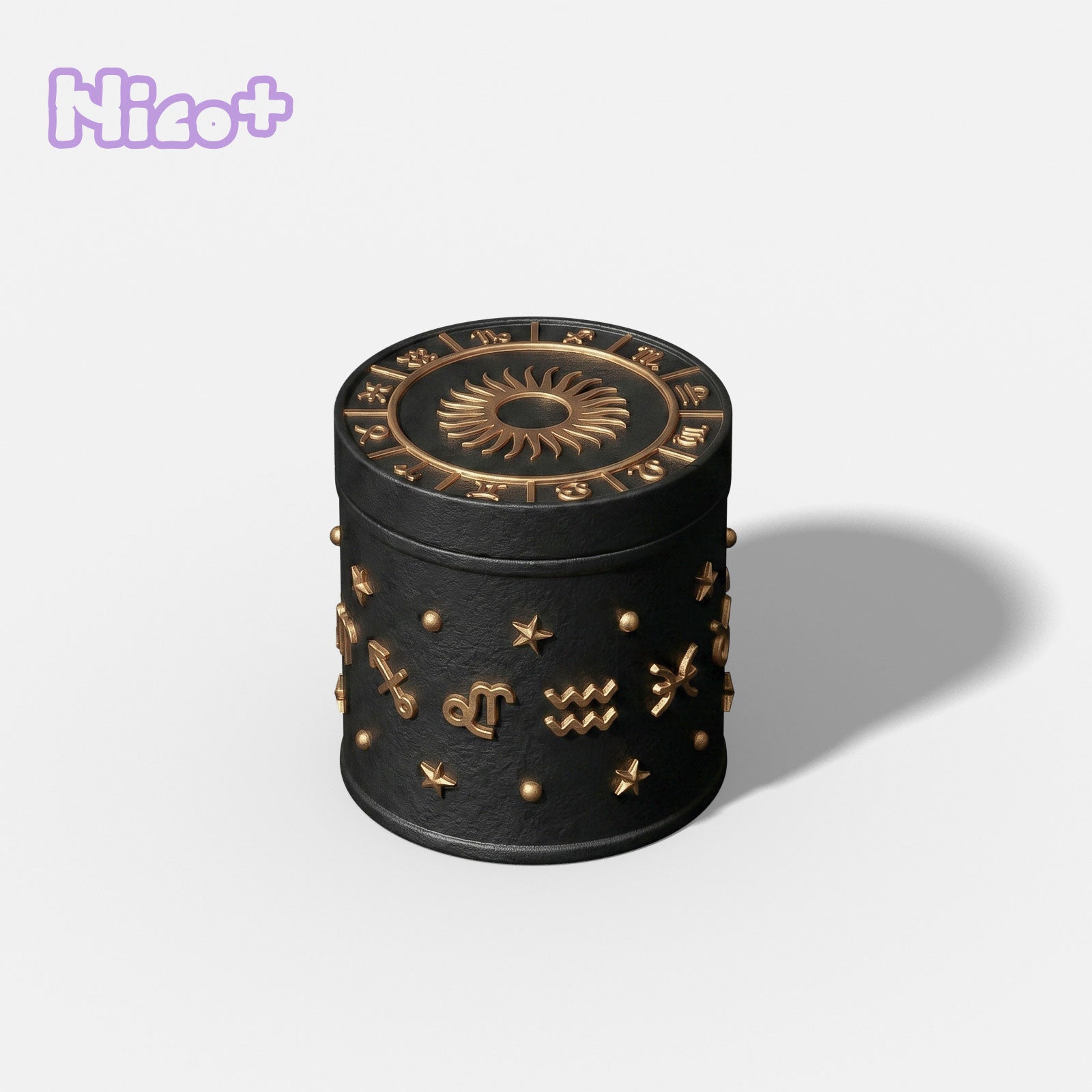 Zodiac Astrology Embossed Candle Jar - Black & Gold Celestial Vessel for Soy Candles - Boowan Nicole