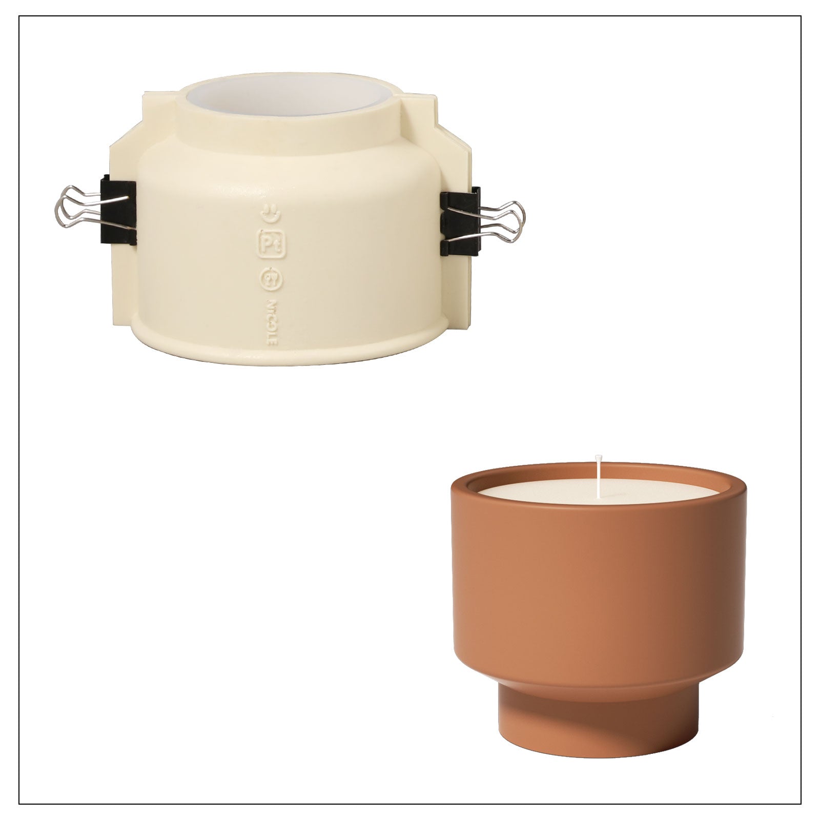 Candle jar making silicone mold set and orange candle jar