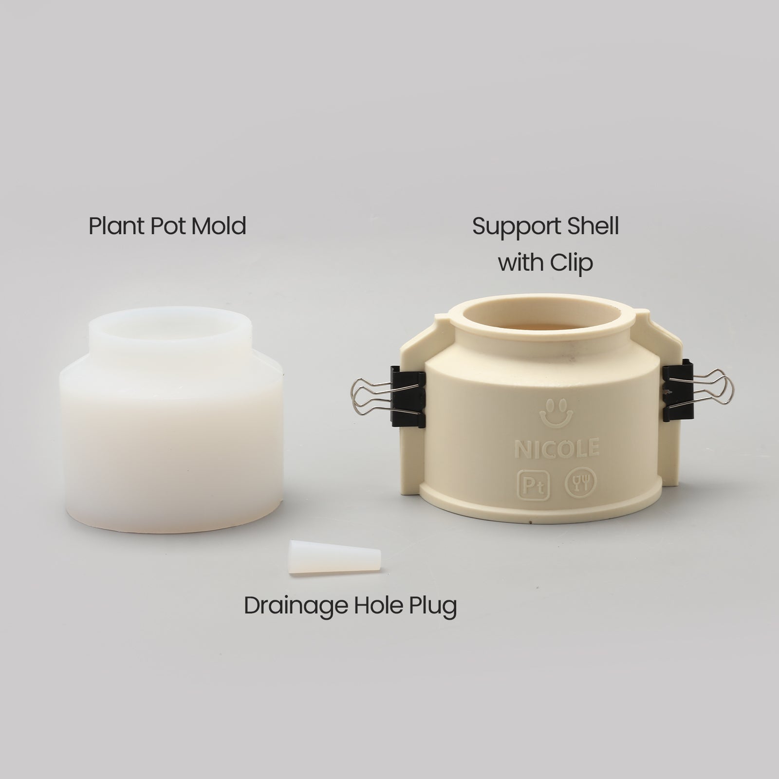 Silicone Mold Kit for Making Concrete Plant Pot -Boowan Nicole