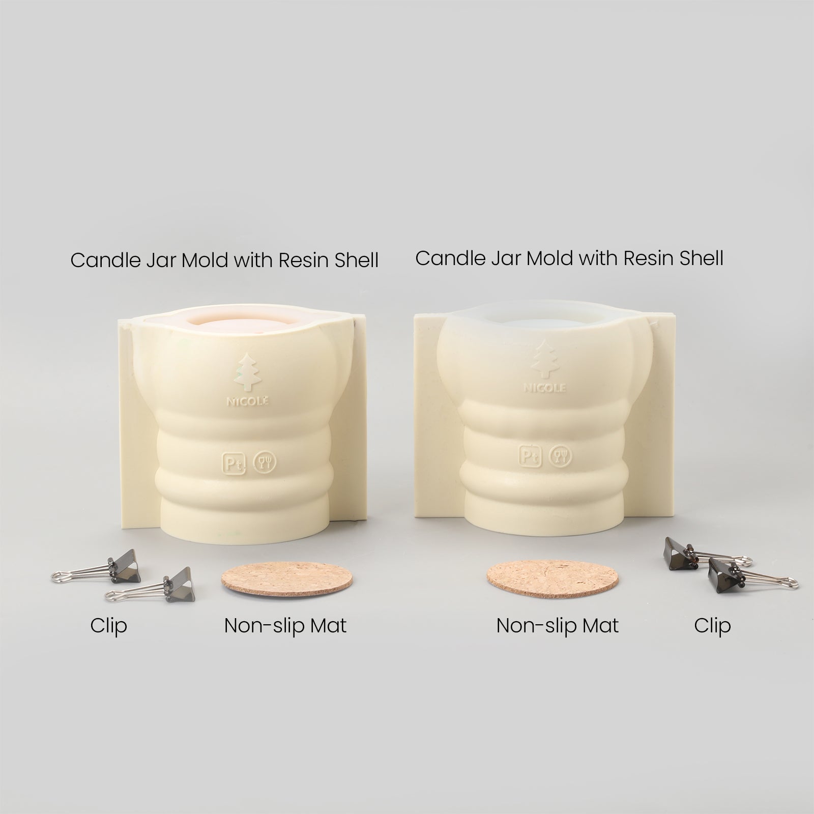 Set of Two Silicone Molds to Make Cheery Snowman's Winter Glow Candle Jar - Boowan Nicole