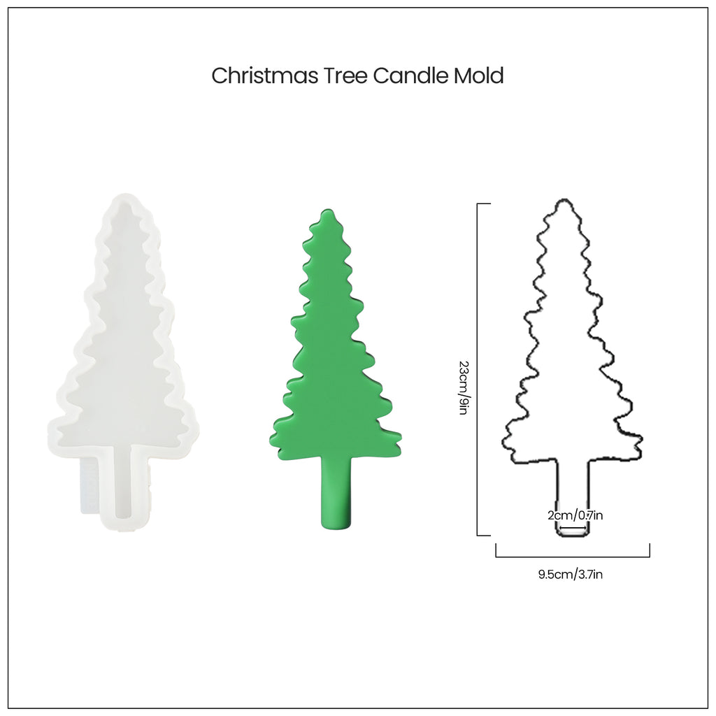 9" tall Christmas evergreen tree silhouette taper candle.