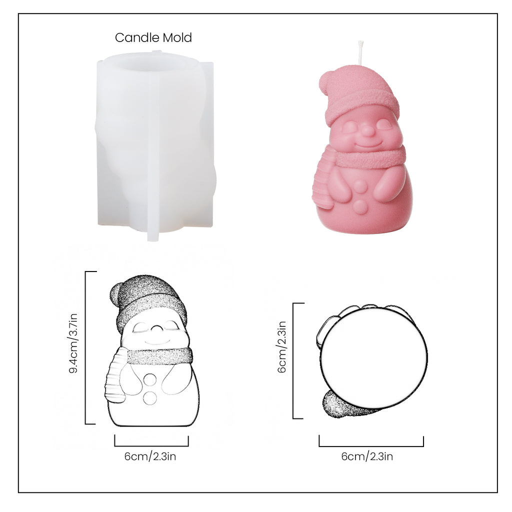 Pink Snowy Friend Candle and White Silicone Mold and Finished Size-Boowan Nicole