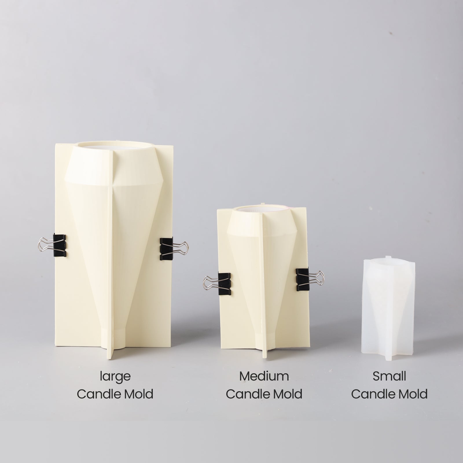 Three different sizes of silicone molds for making Christmas tree candles-Boowan Nicole