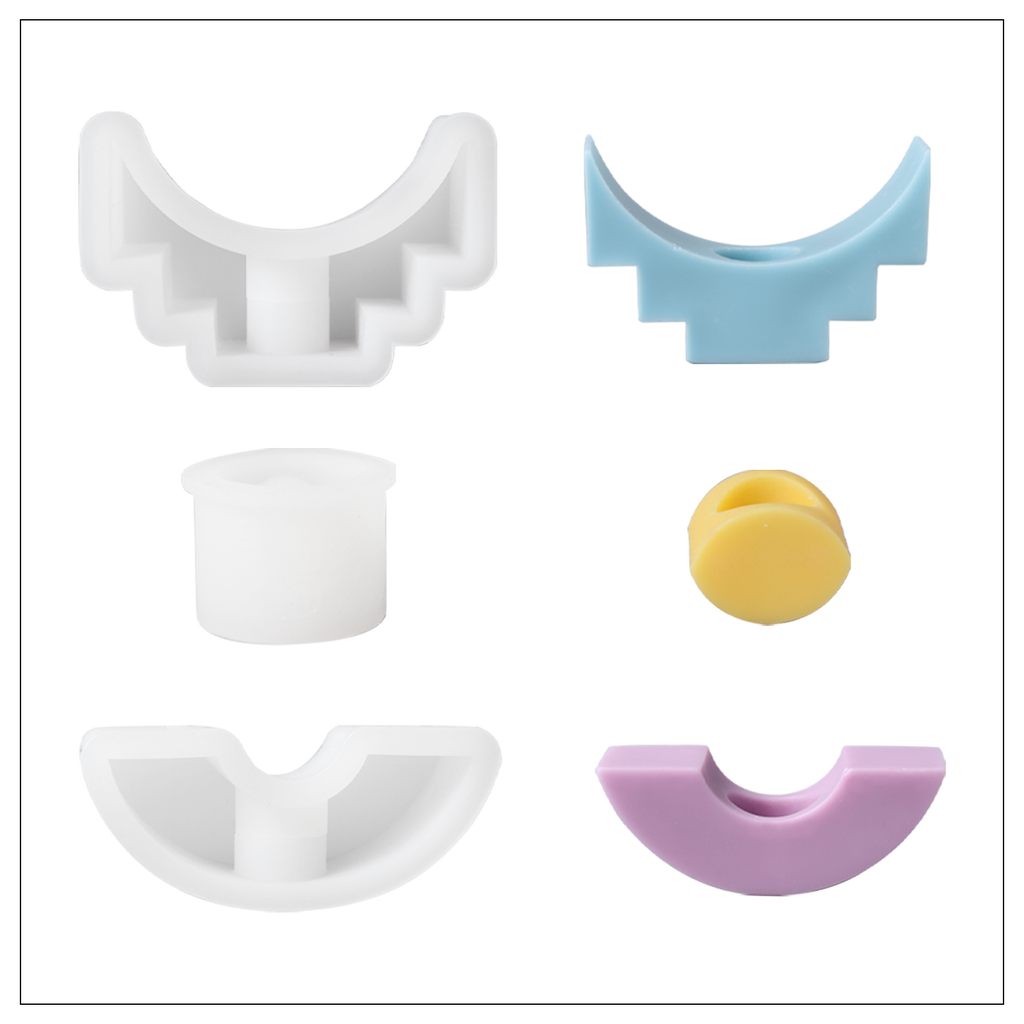 Blue, yellow and purple Eye shape - Stackable and white silicone mold - Boowan Nicole