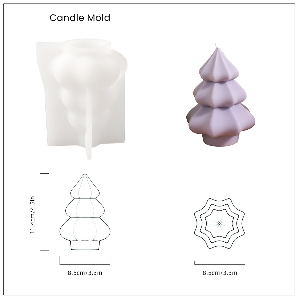 Purple Christmas Tree Candle and White Silicone Mold and Finished Size-Boowan Nicole