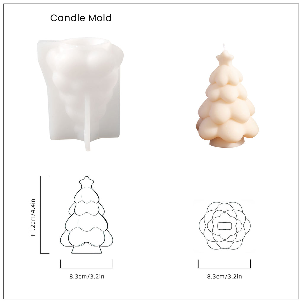 White Glowing Christmas Tree Candle and White Silicone Mold and Finished Size-Boowan Nicole