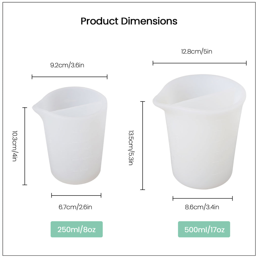 Side-by-side comparison of the 250ml and 500ml sizes, emphasizing the versatility of Boowannicole's Split Silicone Cup. 
