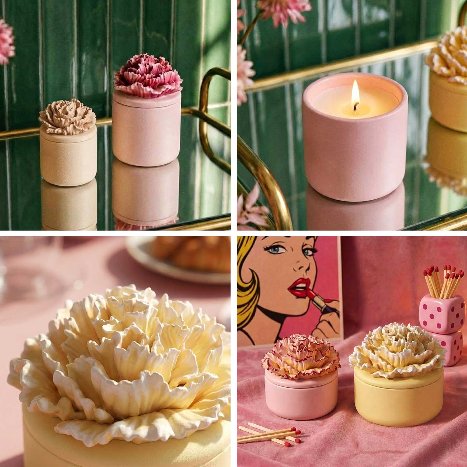 A Little Love Carnation Candle Jar & Candle Refill Silicone Mold Collection