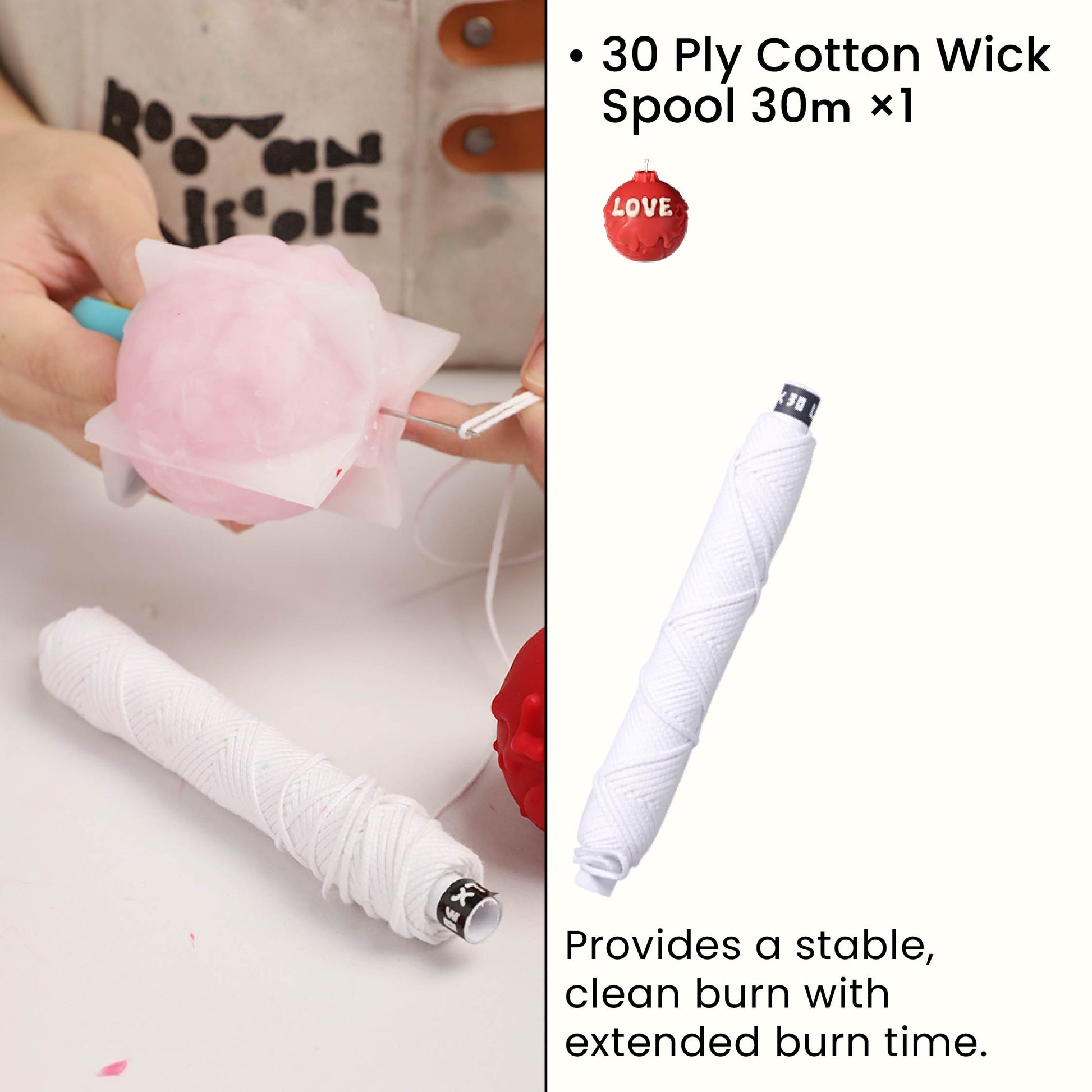 30 Ply Cotton Candle Wick Spool 30m for stable burn - Boowan Nicole