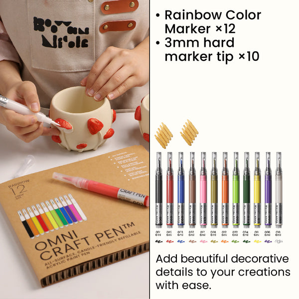 Acrylic Marker Set – 12 Rainbow Colors