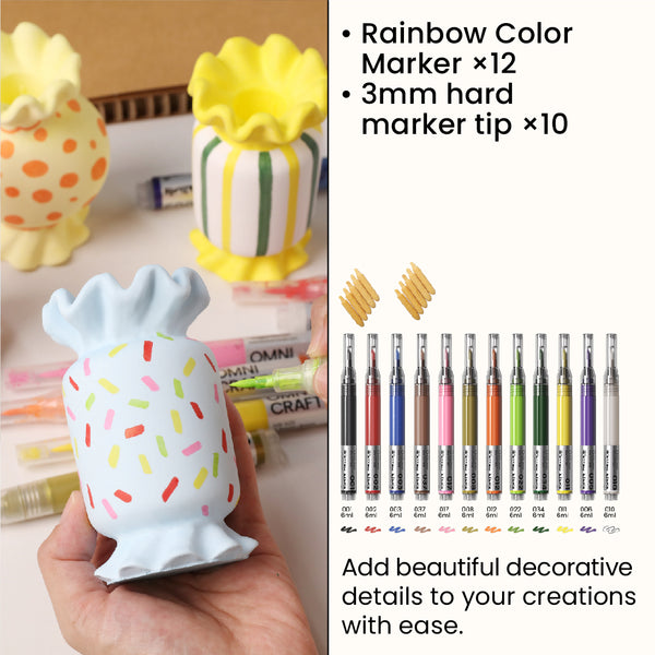 Acrylic Marker Set – 12 Rainbow Colors