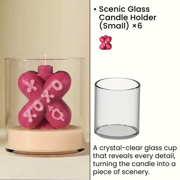 風景模様の硝子燭台