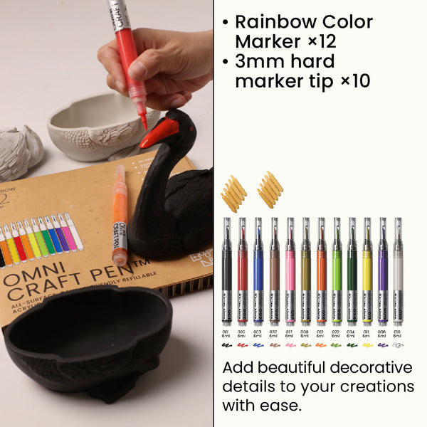 Acrylic Marker Set – 12 Rainbow Colors