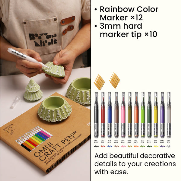 Acrylic Marker Set – 12 Rainbow Colors