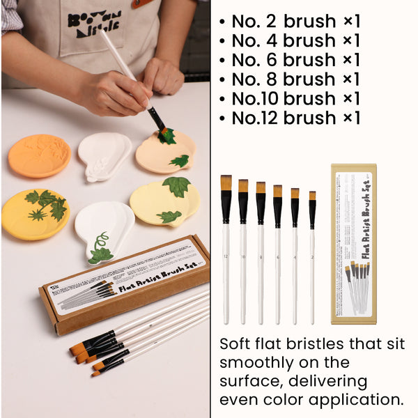 Flat Artist Brush Set - 6 pcs
