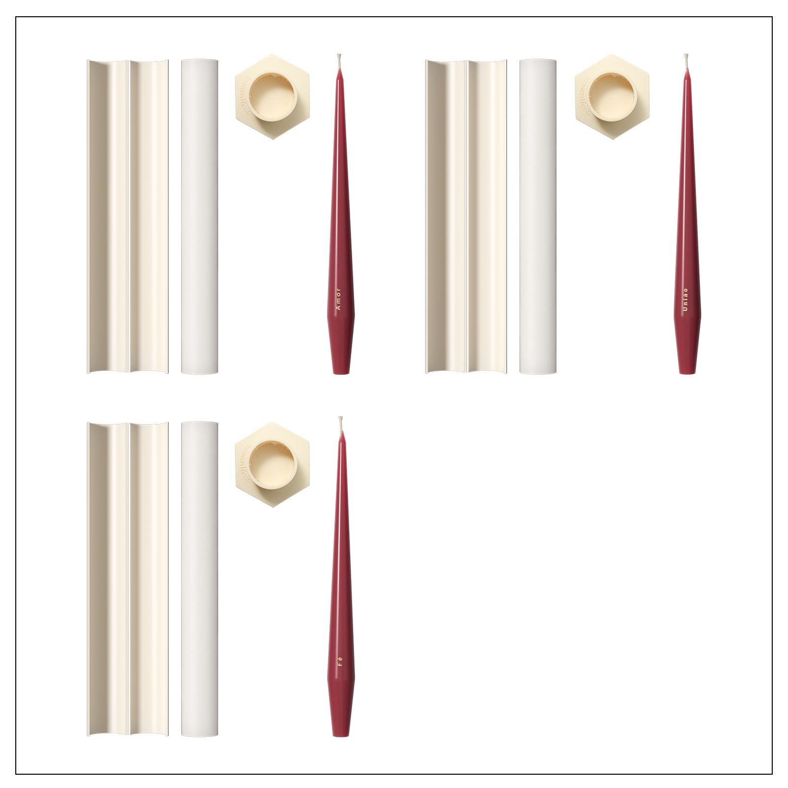 Academia Design de Velas × Boowan Nicole | Trio Taper Candle Mold Collection